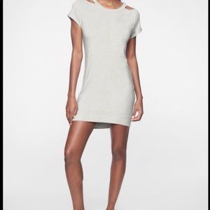 Athleta Shala cut out Cold Shoulder High Low Dress Fog Grey Heather size M